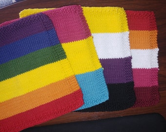 LGBTQ+ pride flag washcloth knitting patterns - PDF Download