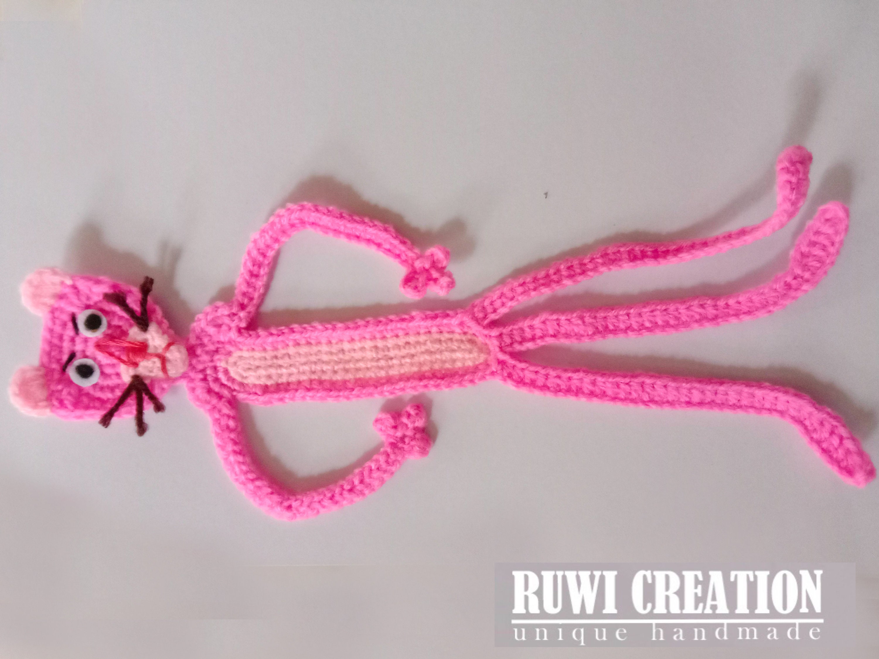 Crochet Bookmark Pink panther Funny bookmark Handmade Cute | Etsy