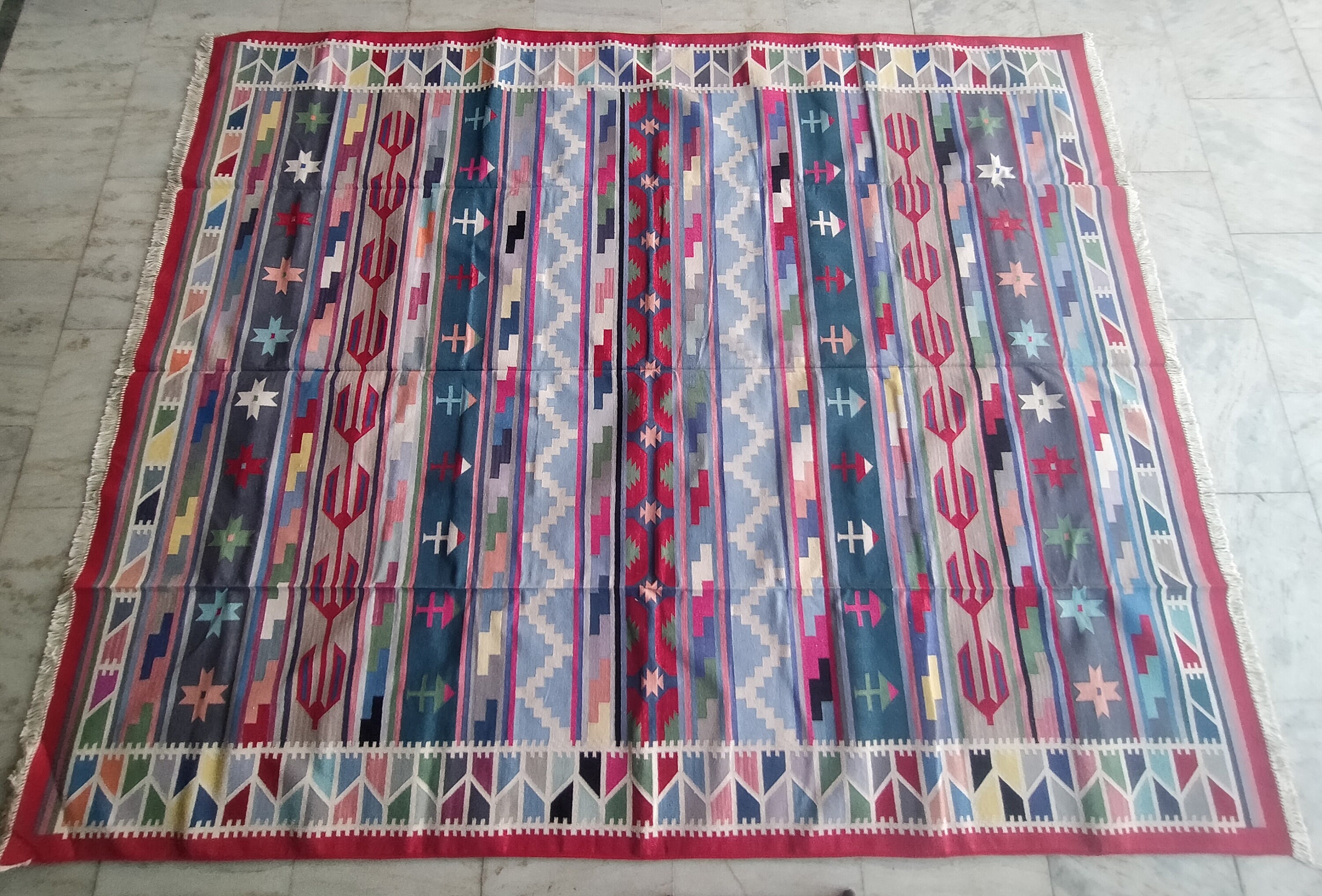 810 Cotton Hand woven Multicolour Dhurrie Dhurrie Rug Carpet Etsy