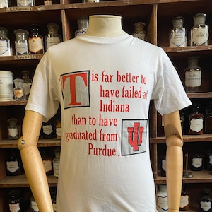 Vintage 1980s American Indiana College University T-shirt. 38-40 Small.