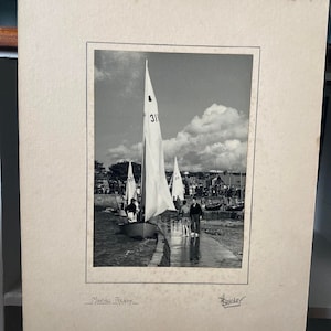 Vintage 1940s English H.L Bradley Making Ready Black & White Sailing Boating Yachting Photograph.
