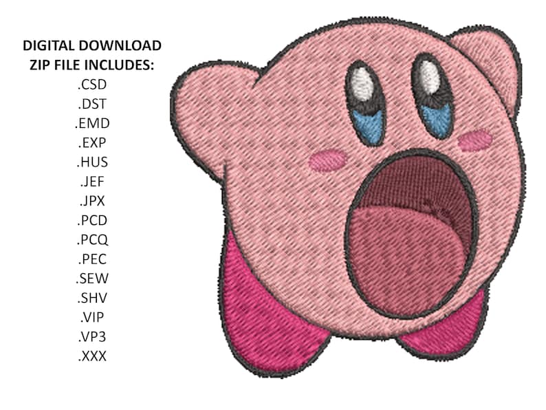 Hungrige Kirby Maschine Stickerei Datei DIGITAL DOWNLOAD Bild 1