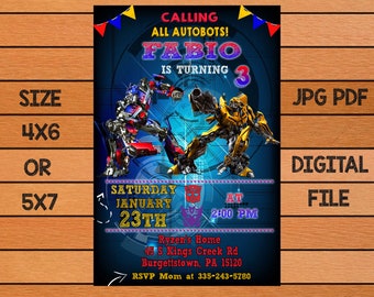 Transformers Invitation Etsy