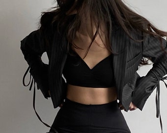 black crop blazer jacket