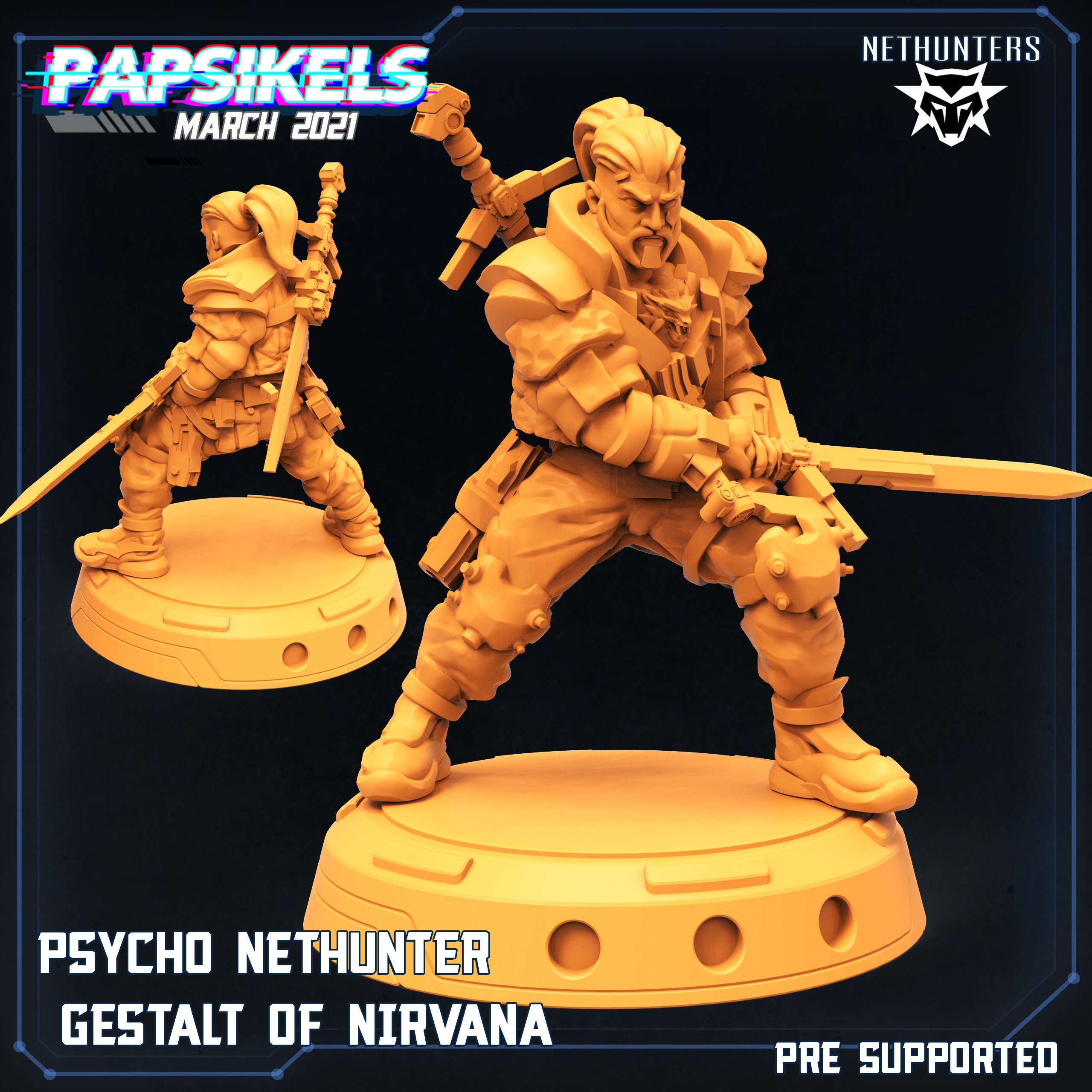 3D Print Cyberpunk Miniature SCIFI Shadowrun Papsikel Psycho | Etsy