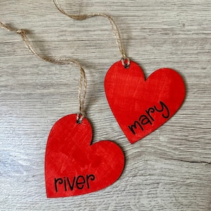 Valentines Day Tag, Personalized Wooden Heart, Valentine&#39;s Day Gifts, Engraved Name Tags, Personalized Wood Heart Tags, Love, Gifts