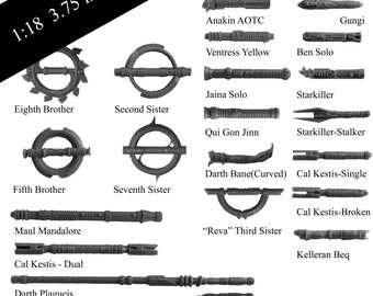 Volume 3 - CUSTOM Replacement Lightsabers. Great for your POTF/TVC 3.75 inch characters(1:18) Multiple Hilts/Colors (3D Printed)