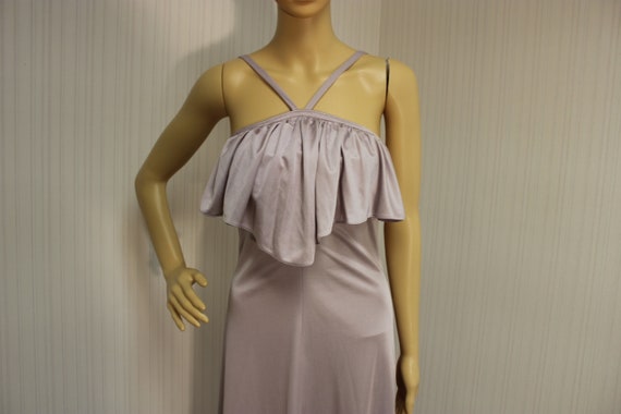 1970s lavender polyester dress sz small - image 4