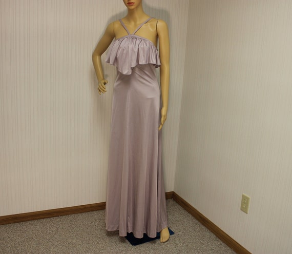 1970s lavender polyester dress sz small - image 1