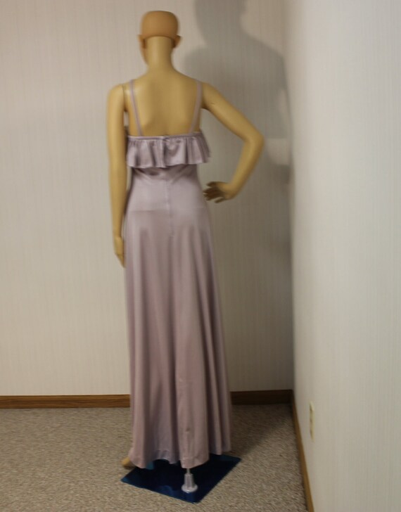 1970s lavender polyester dress sz small - image 3