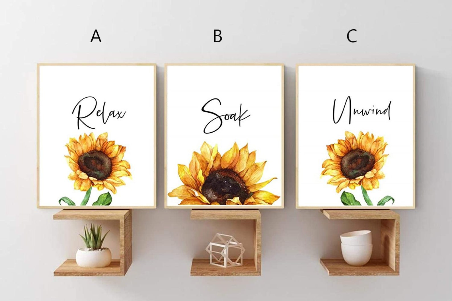 Sunflower Bathroom Decor Relax Soak Unwind Wall Art Nursery Etsy