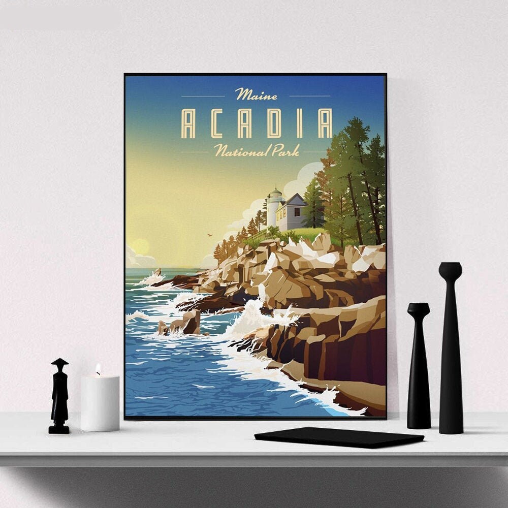 Acadia National Park Acadia Print Acadia Poster Vintage Etsy