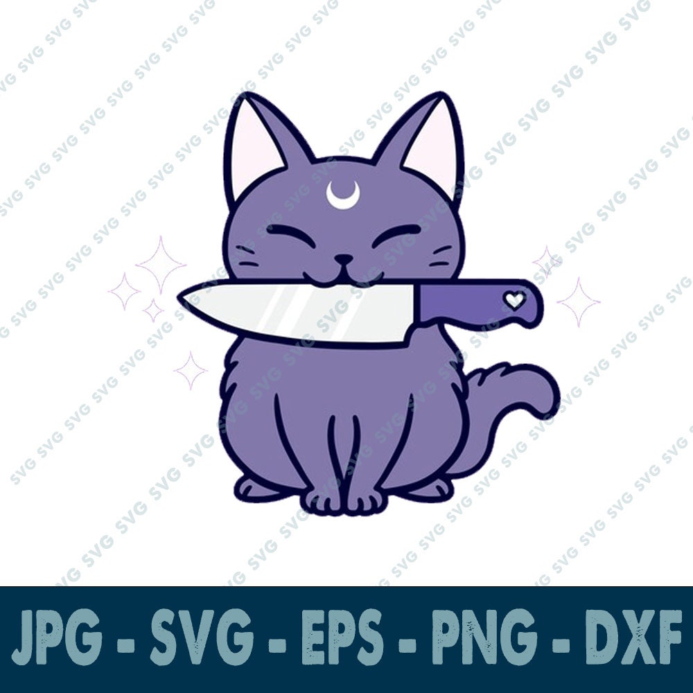 The cat took a knife SVG PNG Etsy