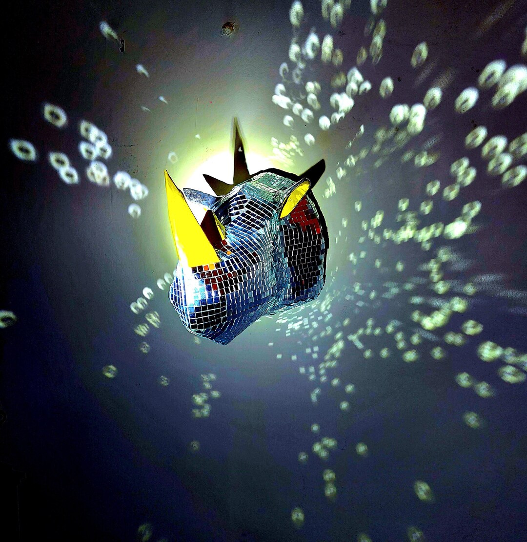 Disco Rhino Disco Trophy Head Wall Mounted Animal Head Disco Etsy