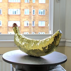 Disco Banana Ornament Disco Ball Decor Mirror Banana Sculpture Art Banana Disco Head