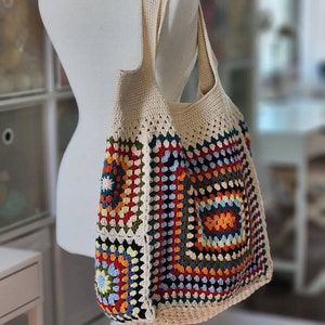 Colorful Large Crochet Granny Square Shoulder Bag for the - Etsy