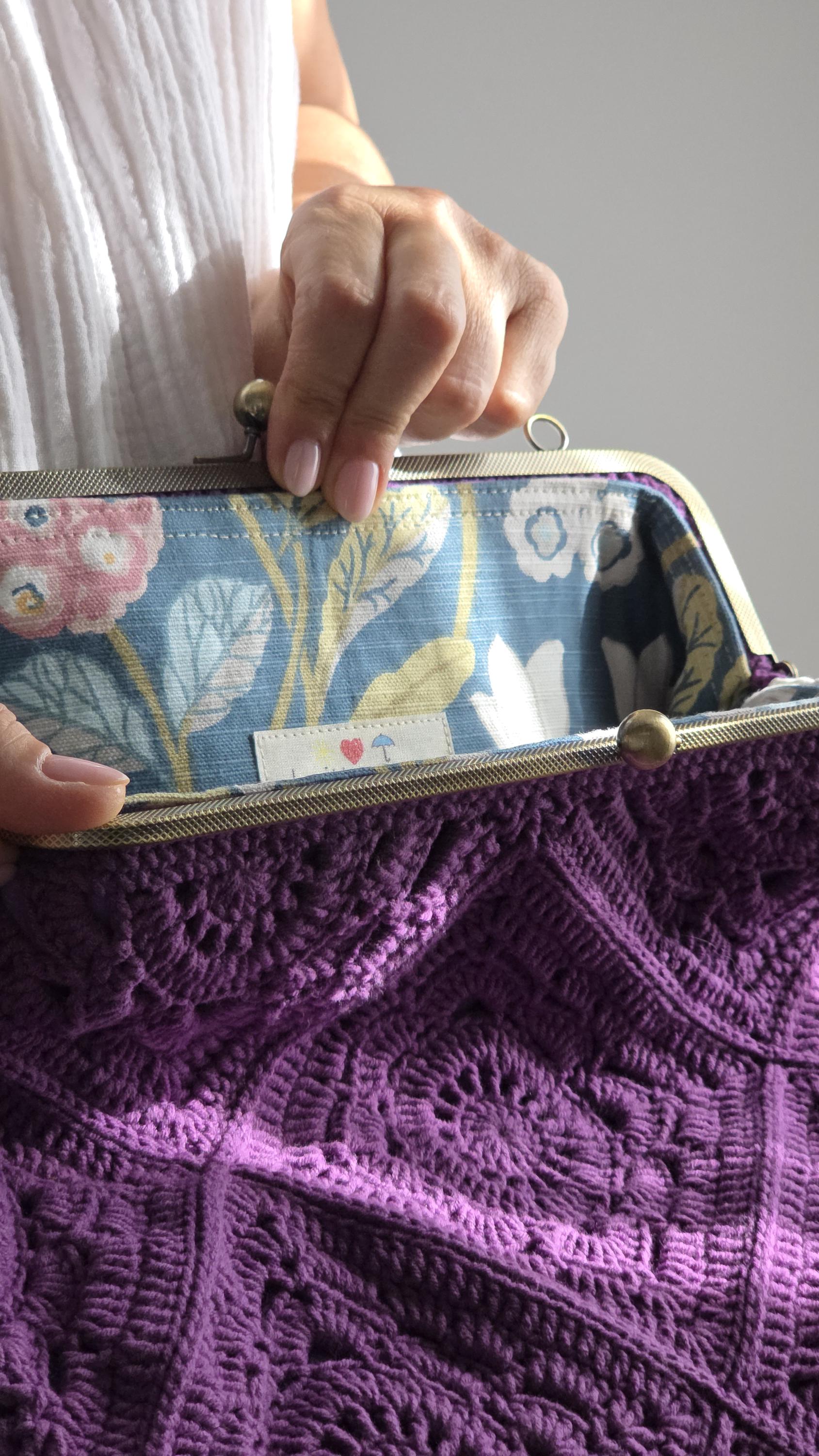 Giant Crochet Granny Square Clutch: Vintage Clasp Pouch Bag Pre