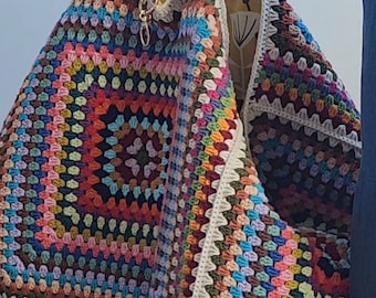 Handmade Crochet Weekender Bag –XXL Travel Tote with Leather Straps –Oversized Carry-All Bag –Large Overnight Boho Bag –Knittrolley Original