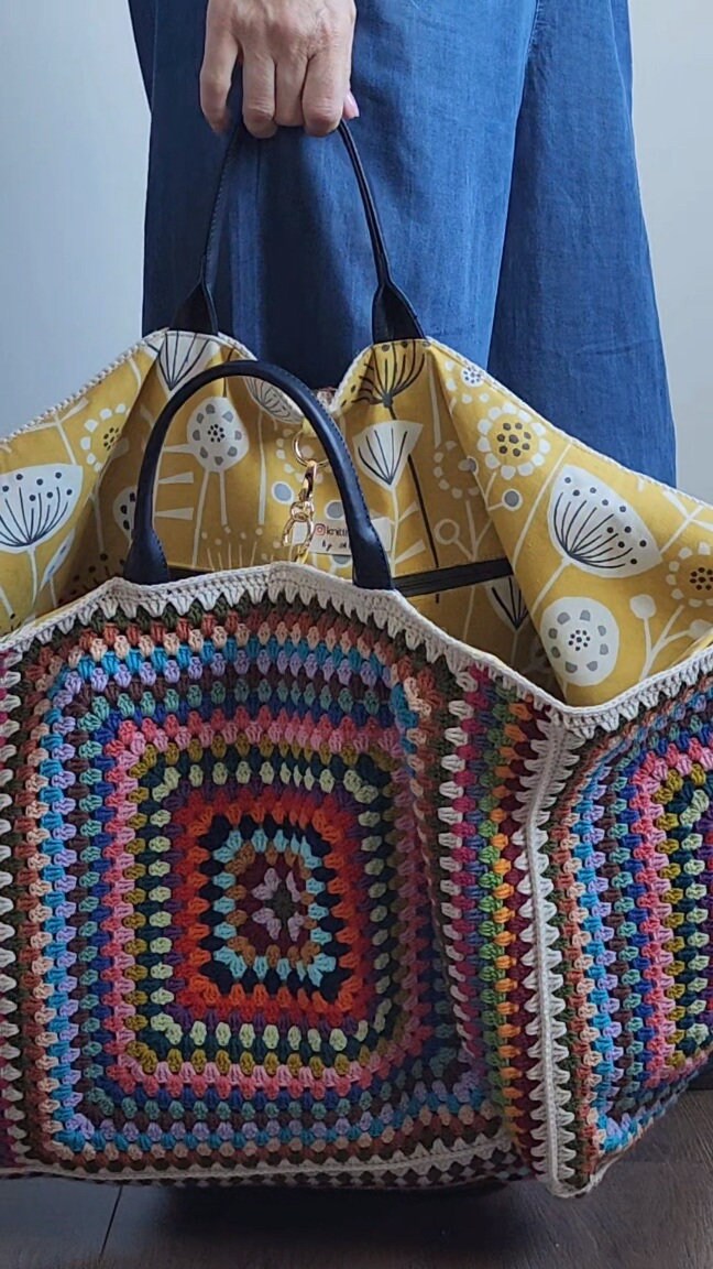 Borsa Da Cabina Grande Unisex Kuntabunta Handmade &ndash; Verde, Cotone, Fatto A Mano UK, Geometrica