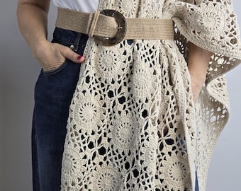 Handmade Beige Crochet Shawl – Boho Lightweight Wrap – Soft & Cozy – Statement Accessory pre-order
