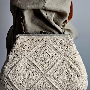 Giant Crochet Granny Square Clutch: Vintage Clasp Pouch Bag pre-order