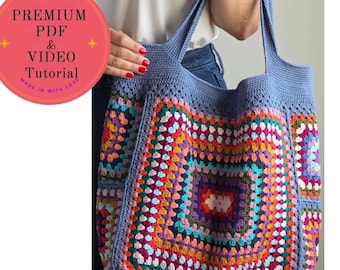 Crochet Bag Pattern PDF | Crochet Tote Bag with Lining | Zipper Pocket Tutorial | Crochet Handbag Pattern