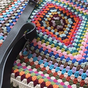 Crochet Weekender Bag, Handmade Travel Tote, Large Crochet Bag with Leather Straps, Overnight Boho Bag image 12