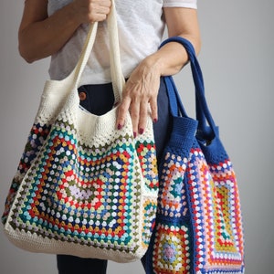 Colorful Large Crochet and Lined Granny Square Shoulder Bag - Etsy