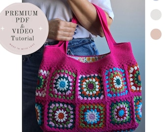 Crochet Tote Pattern, Modern Crochet Bag Making Guide, Lined Tote Tutorial, Zippered Pocket PDF Download