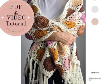 Crochet Shawl Wrap Pattern: Elegant Motif Tutorial (PDF)