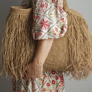 Large Crochet Raffia Tassel Shopper bag Shoulder Bag for the Beach or as a Chic Market bag in color options pre order zdjęcie 4