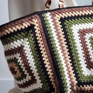 XXL Häkeltasche, Luxus Häkeltasche, Stricktrolley Tasche mit Lederdetails, Wochenend-Tasche für Frauen