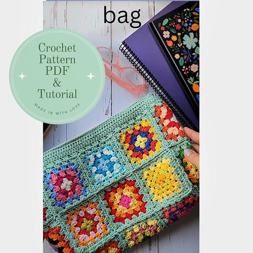 Photo Crochet Guide pouch, zipper bag tutorial, pdf crochet lesson