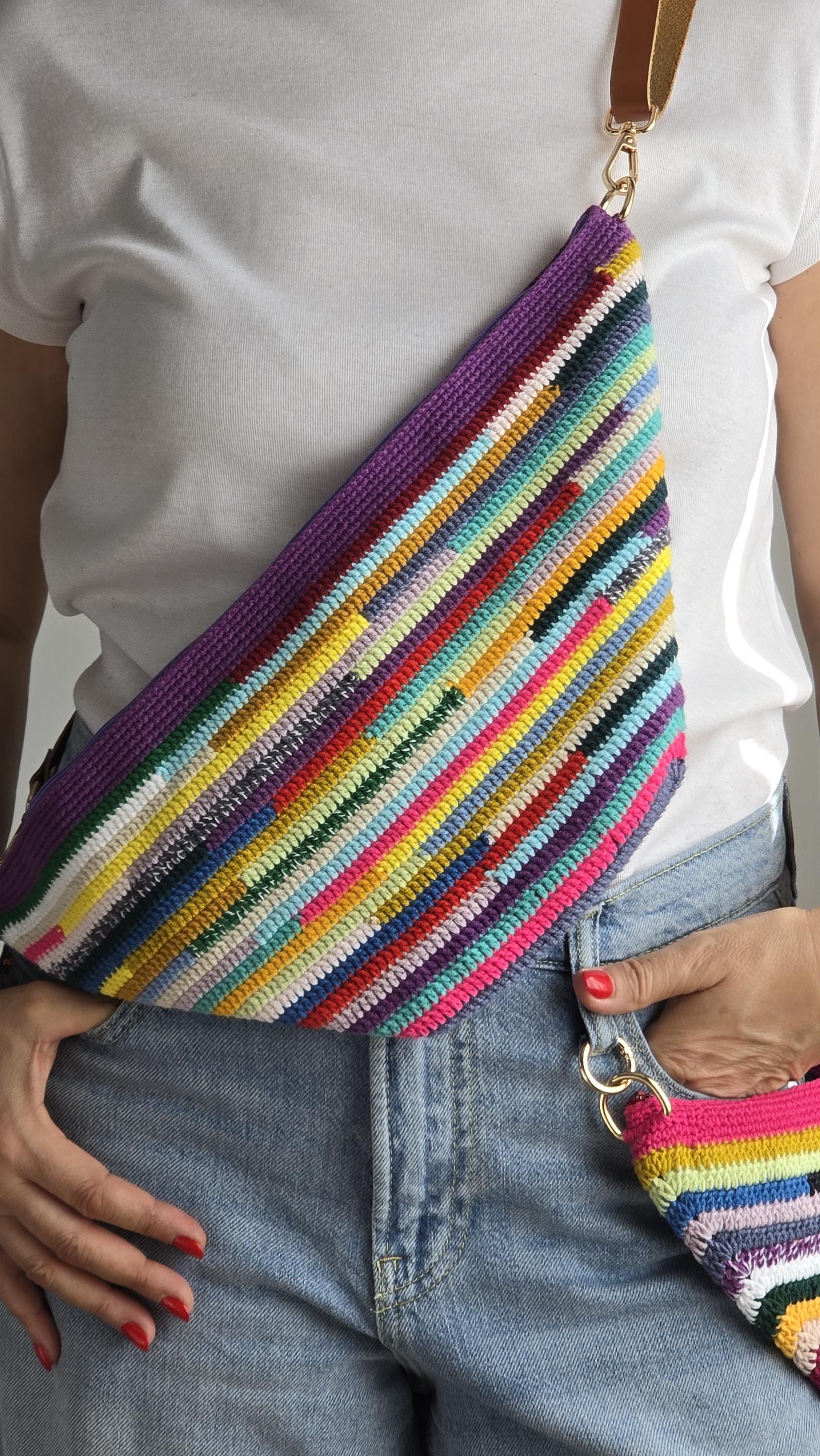 Striped Knit Bag - Etsy