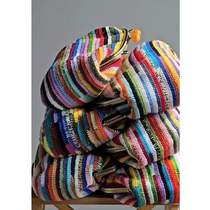 Colorful Crochet Purse, Vintage Kiss Lock Clasp Bag, Striped Crochet Clutch, Knittrolley  Handmade Bag