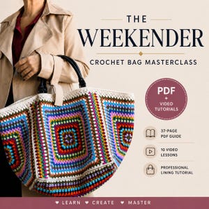 Original Weekender Crochet Bag Pattern, Granny Square Tote Tutorial, Crochet Handbag PDF, Knittrolley Design