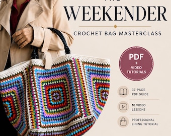 Patroon originele weekendtas, oma vierkante draagtas, tutorial, pdf gehaakte handtas, ontwerp breitrolley