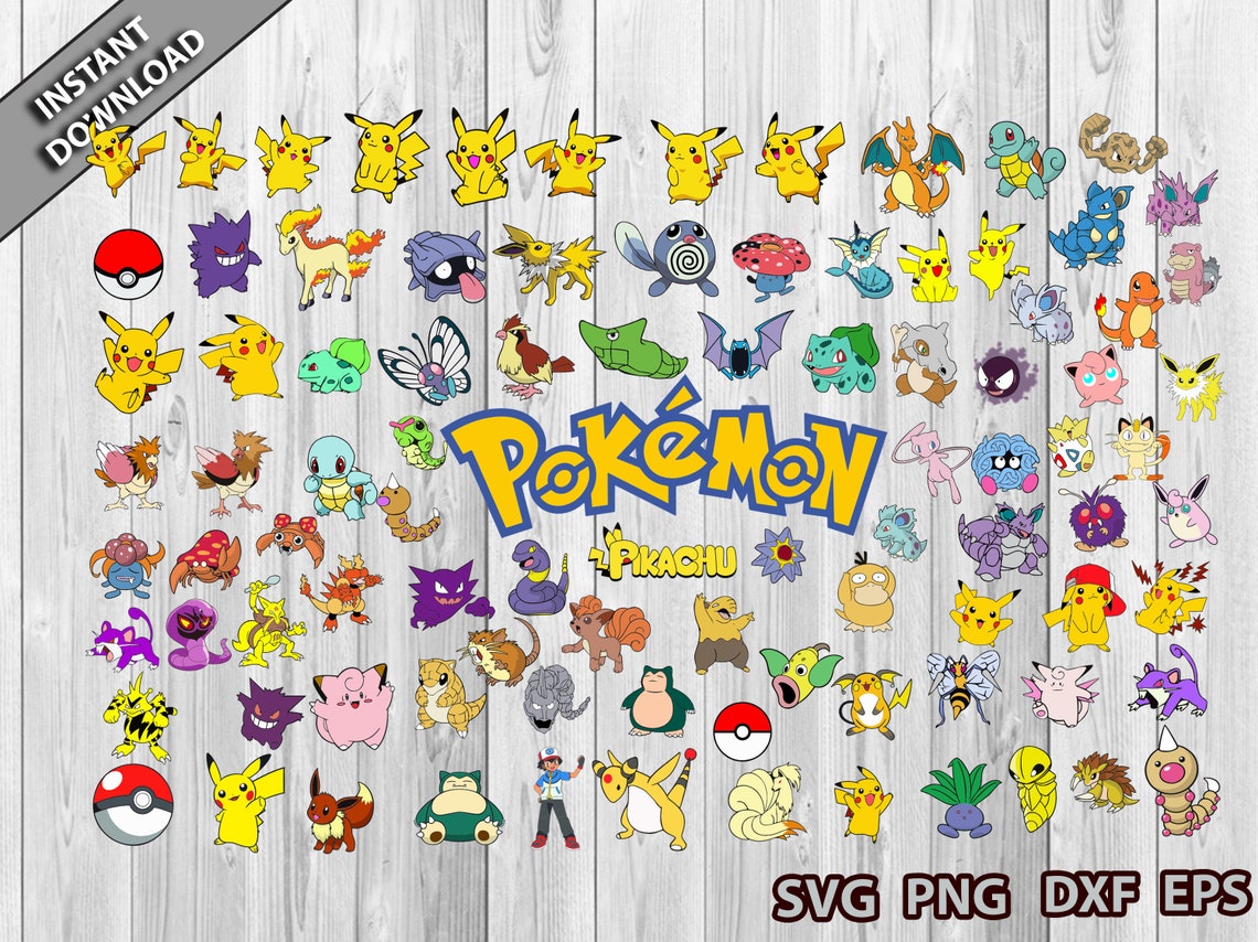 Download Pokemon Bundle SVG Pikachu Bundle SVG Pokemon Zeichen | Etsy
