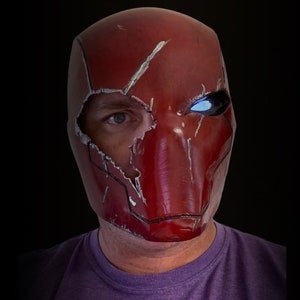 Red Hood Battle Damaged Helmet With LED Eyes Wearable | Etsy