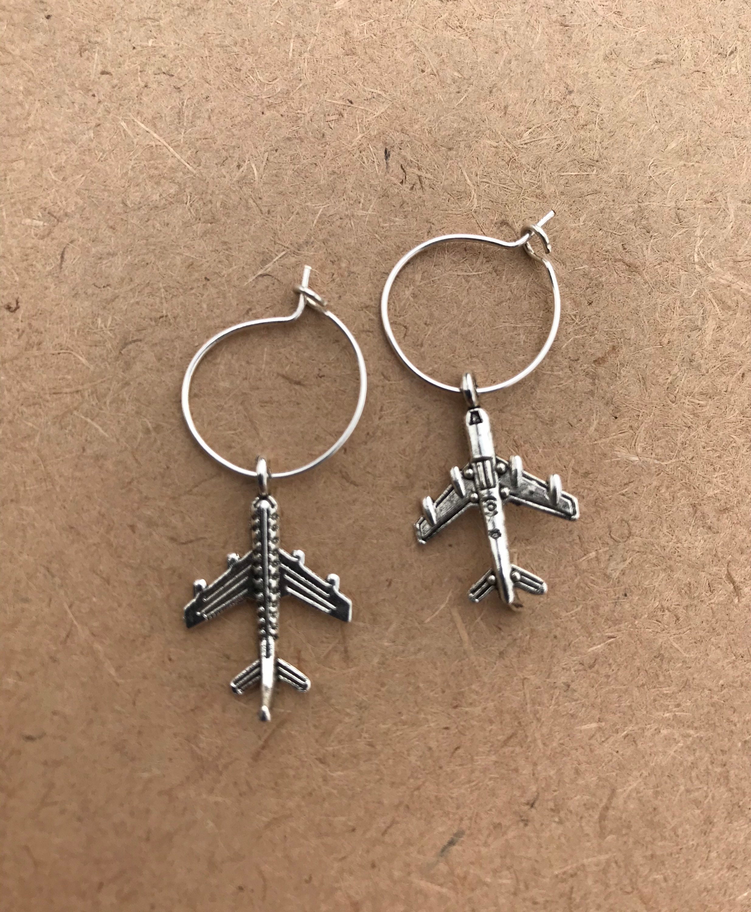 Airplane hoop earrings aeroplane charm earrings avión Etsy