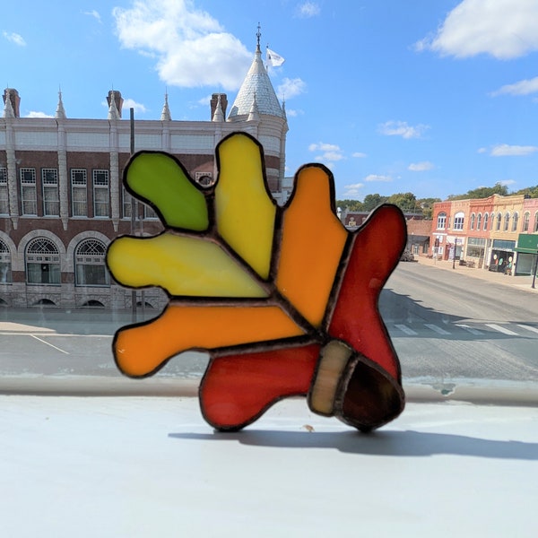 Stained Glass Oak Leaves Etsy