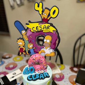 The Simpsons Cake Topper / Simpsons Donut Cake Topper / Simpsons Party Decor / The Simpsons Centerpiece / Party Supplies / Birthday Topper