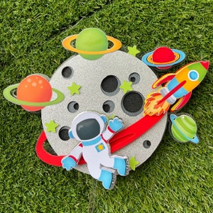 Space Cake Topper, Space Birthday Party, Galaxy Cake Topper, 3D Cake Topper, Astronaut Party, personalisierter Cake Topper