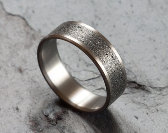 Titanium ring for men, handmade custom ring with titanium powder inlay