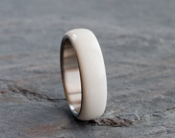 Titanium ring with ivory, 14th anniversary ring for gift with eco friendly ivory, wedding band, promise ring