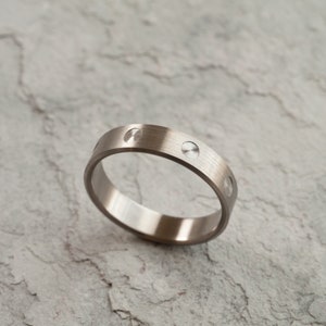 Titanium ring with centered holes, modern titanium wedding band, custom  titanium ring