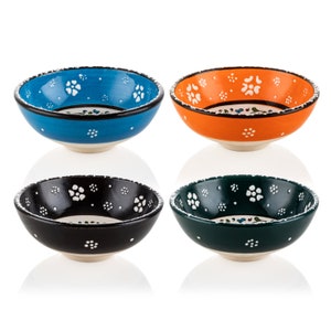 4 Pieces Set, Handmade and Hand Painted Ceramic Bowls, Dip, Snack, Tapas, Dessert, Decorative, Cereal and Serving Bowl, Great Gift Bowls Set