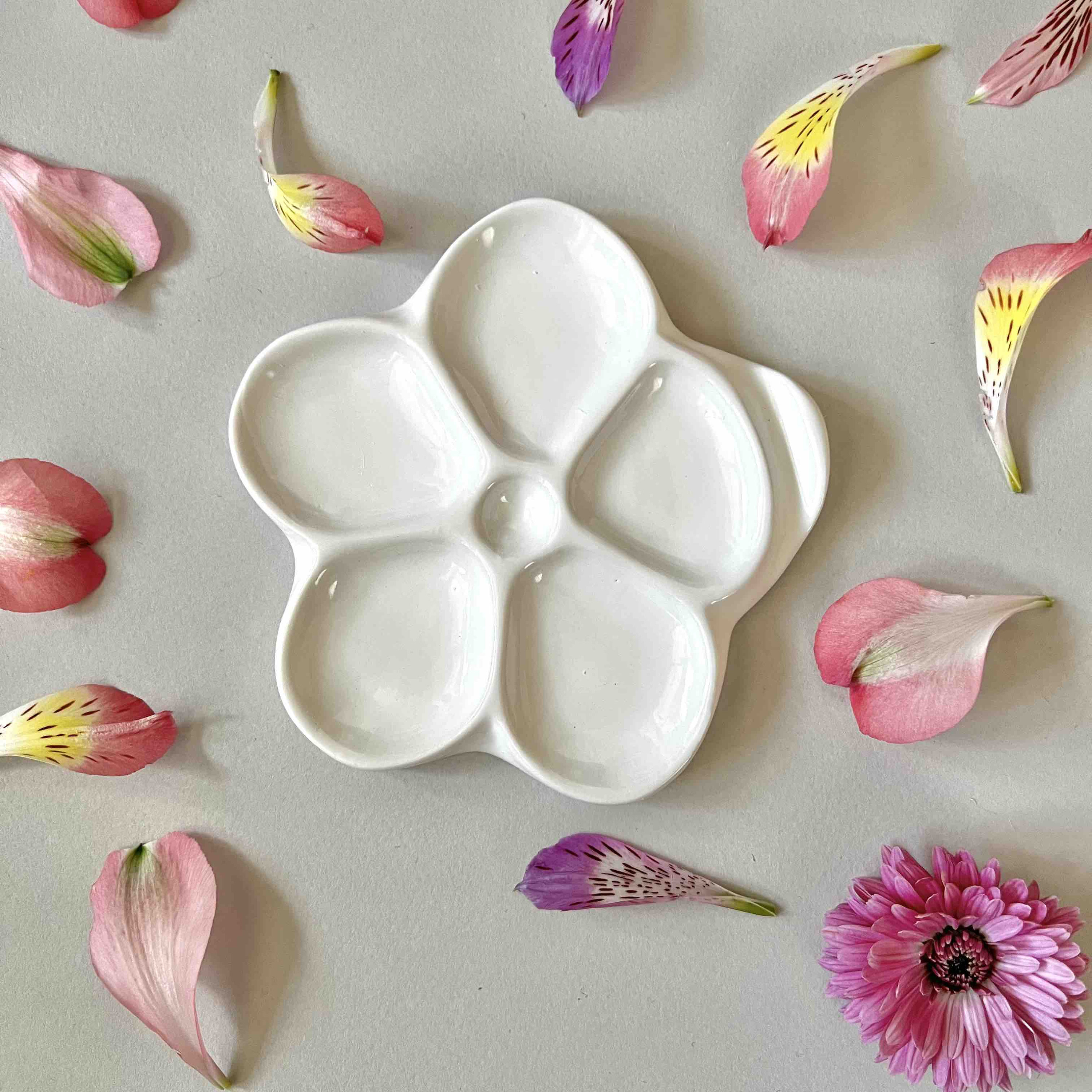 Flower Plum Rectangle Ceramic Palette Color Mixing Paint Palette