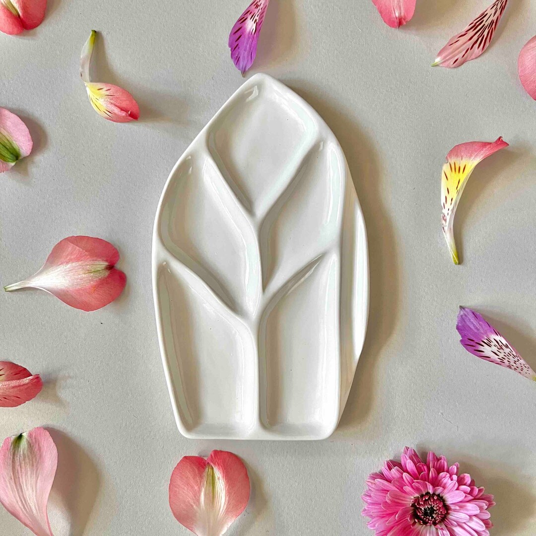 Palette de Peinture en Céramique,Plateau Mixte en Forme de Fleur de