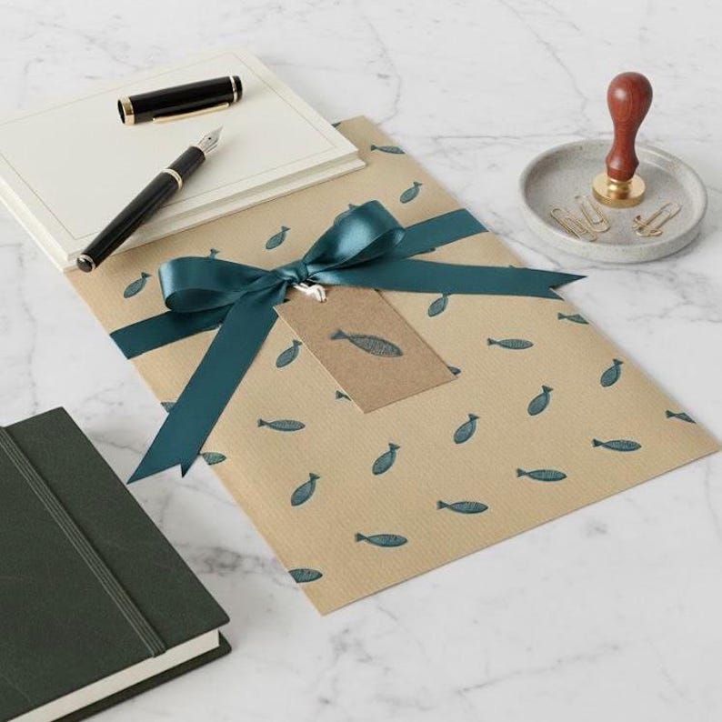 Fish Wrapping Paper Sheet, Fishing Lover Gift for Birthdays - The Nautical Collection image 2